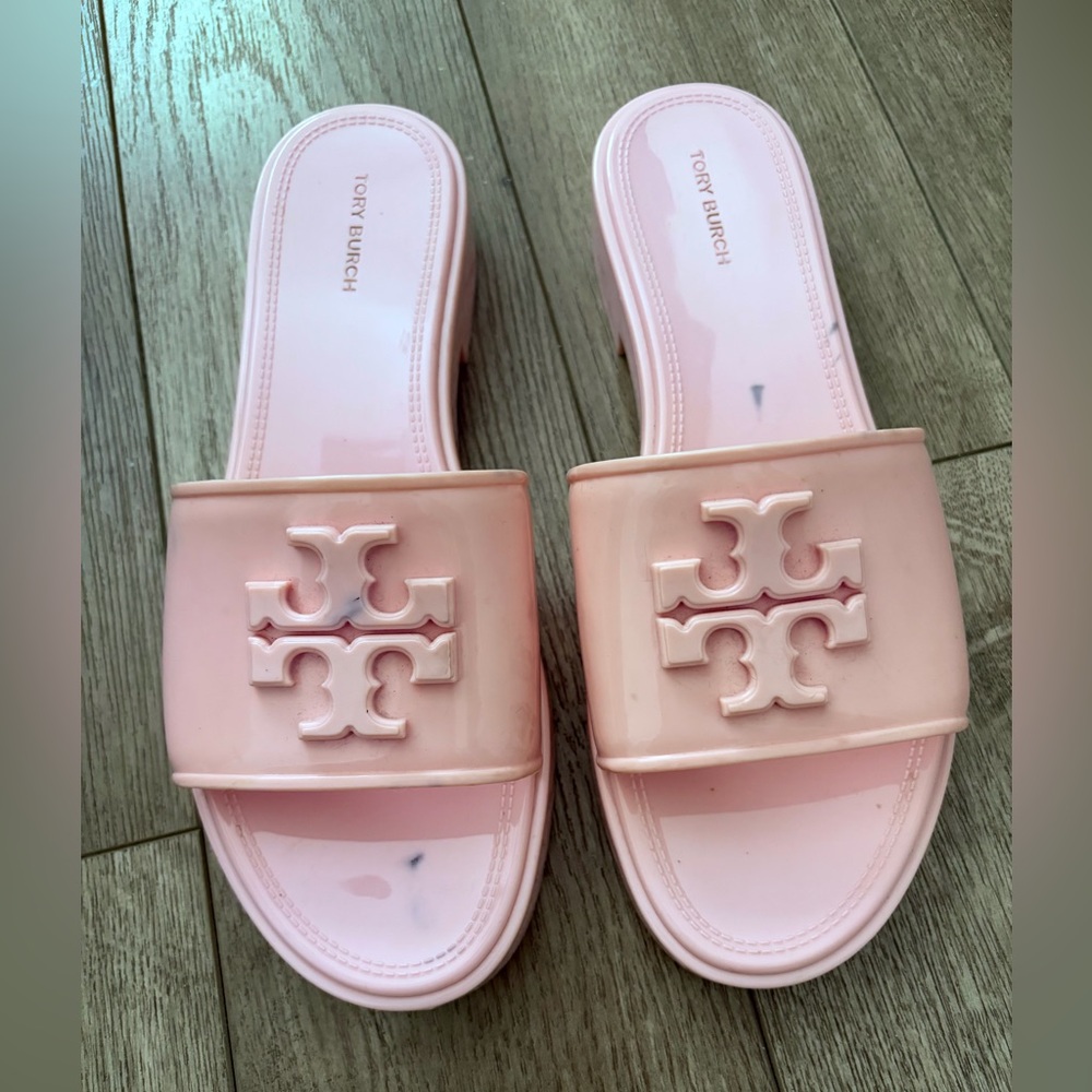 Tory Burch Eleanor Jelly Slides Petunia Pink 7 - Picture 4 of 6